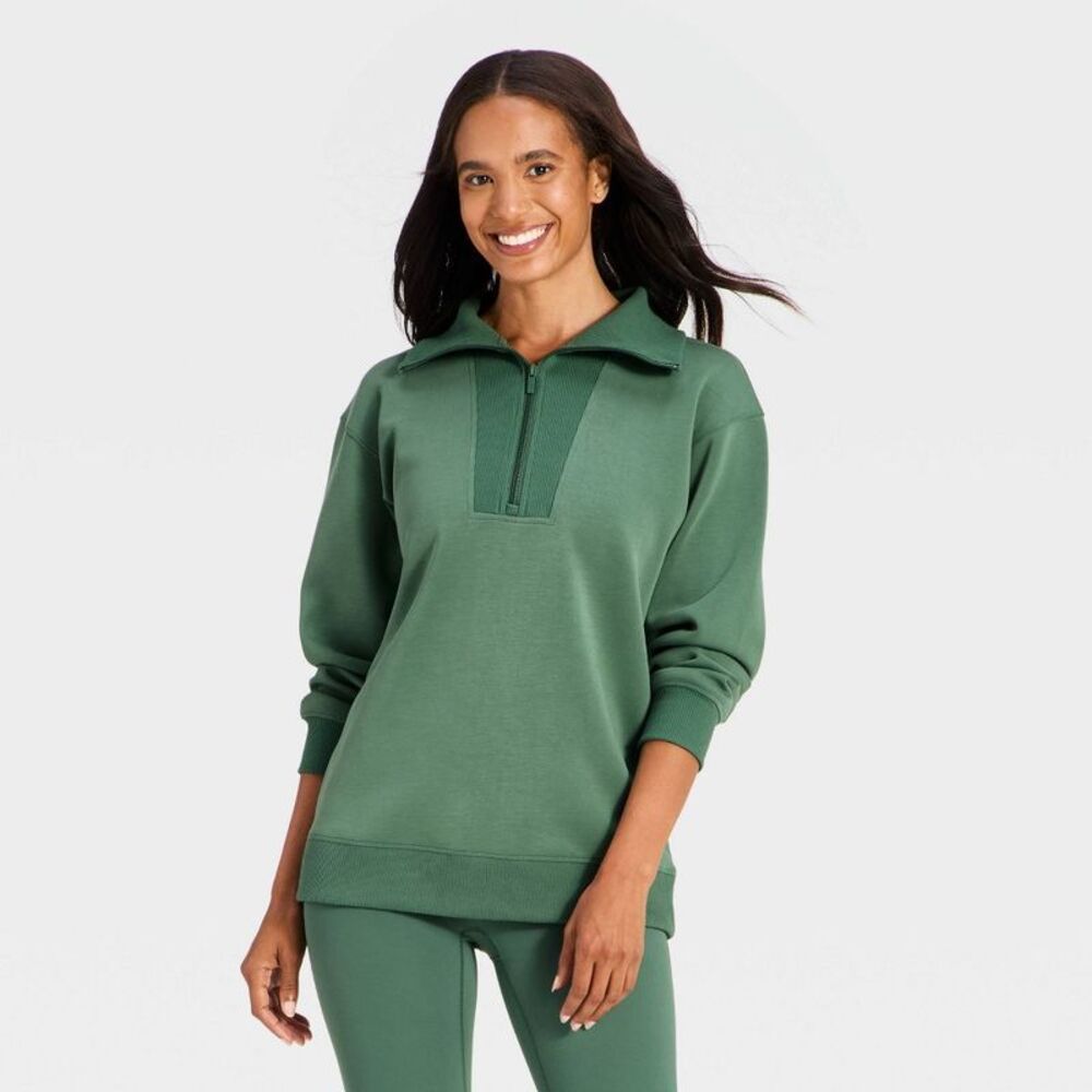 Women's Airy Sleek 1/2 Zip Pullover - All In Motion Dark Green S